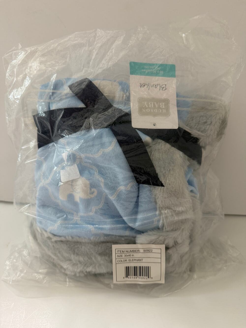 Hudson Baby HB Blue Gray Elephant Blanket Security Lovey Plush Kids NEW